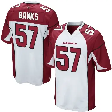 ＃57 Men's Keshawn Banks White Game Arizona Cardinals Jersey