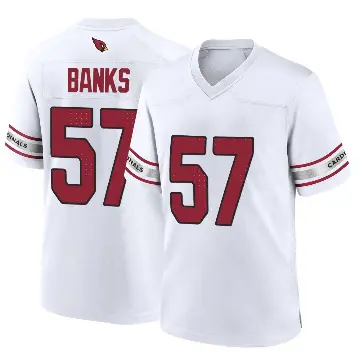 ＃57 Men's Keshawn Banks White Game Arizona Cardinals Jersey