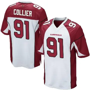 ＃91 Men's L.J. Collier White Game Arizona Cardinals Jersey