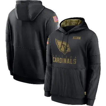 Men's Black Arizona Cardinals 2020 Salute to Service Sideline Performance Pullover Hoodie