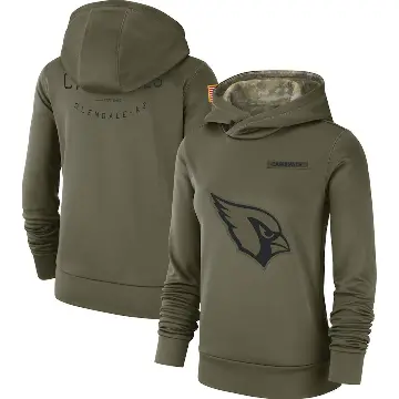 Women's Olive Arizona Cardinals 2018 Salute to Service Team Logo Performance Pullover Hoodie